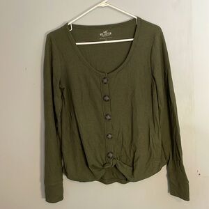 Hollister button-down boyfriend sweater in heather green
